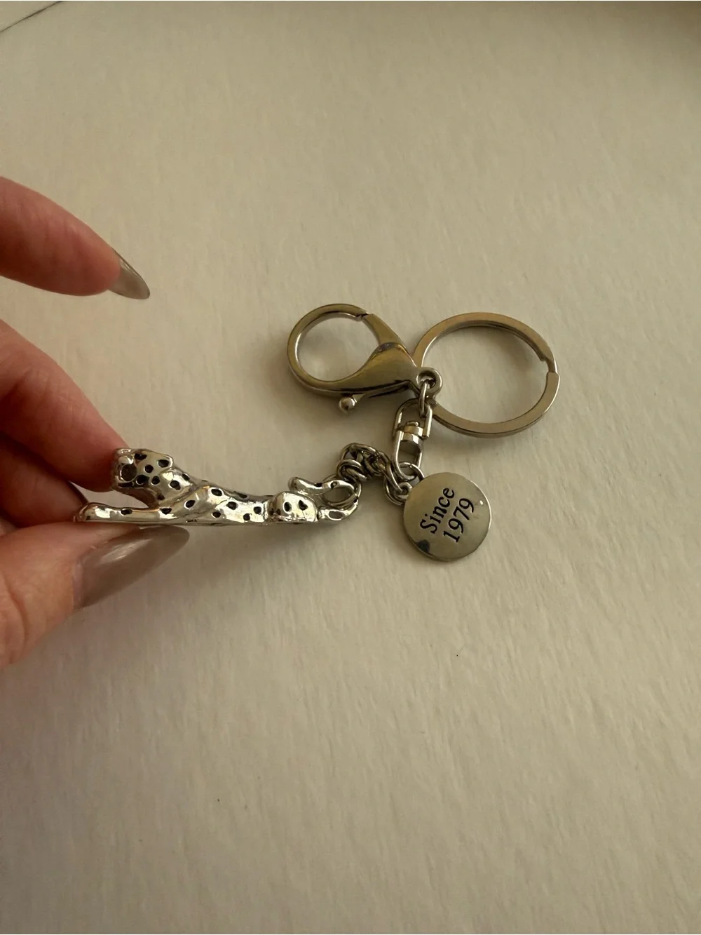 EFFY Since 1979 Silver Tone Leopard Panther Crystal Keychain Bag Charm
